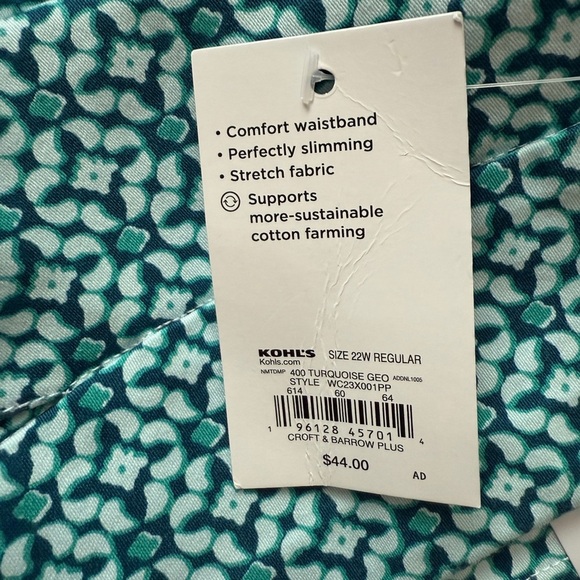 Croft & Barrow Blue/green Patterned Pants - Picture 10 of 10